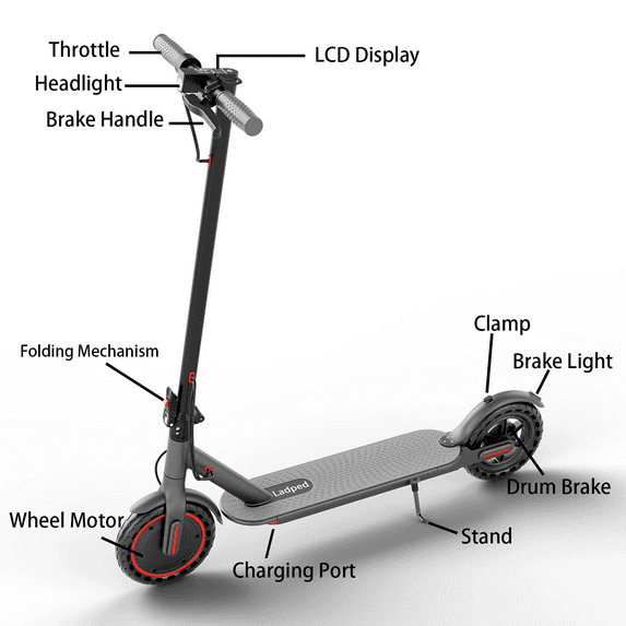 LADPED LP60 Elektromos Roller, 350W, 25 km/h, Összecsukható, IP65, Dupla Fék