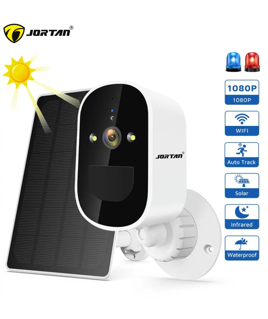 Jortan 8185XM Napelemes WiFi Biztonsági Kamera – 2K HD, Éjjellátó, Mozgásérzékelés, Kétirányú Hang, IP66 Vízálló Kültéri Kamera