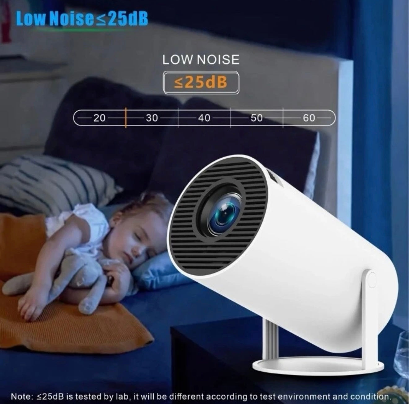AOVO hordozható HD projektor, 200 ANSI, Bluetooth, Android TV, Fehér