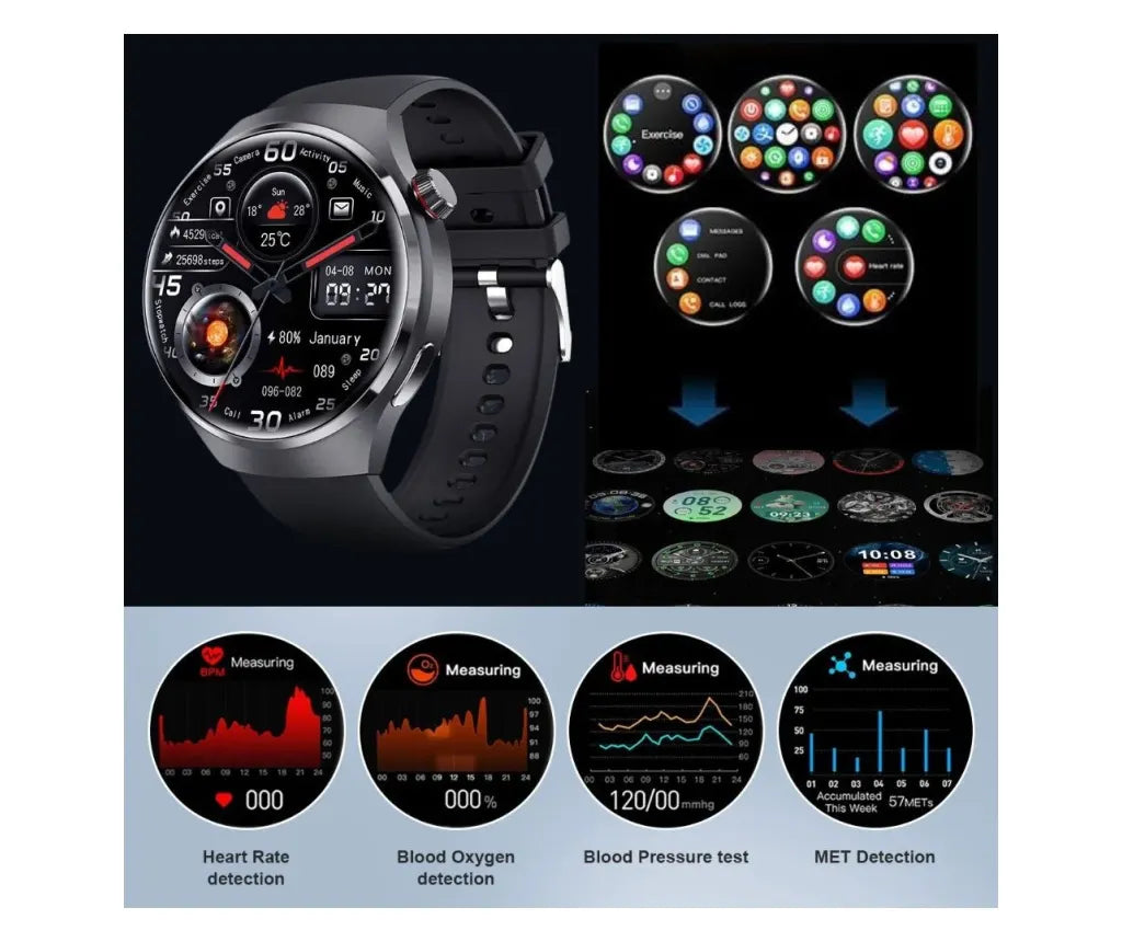 AOVO GT4 PRO okosóra, 1.6"" AMOLED HD kijelző, Bluetooth 5.0, IP68, hívás, NFC Pay, zene
