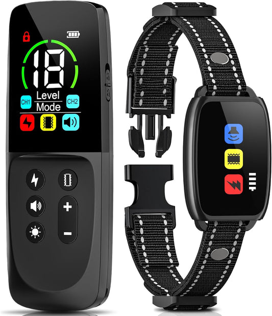 AOVO távirányítós kutyakiképző nyakörv – IP67 vízálló, 3 tréningmód (hang, rezgés, elektromos impulzus), akár 1 km hatótáv