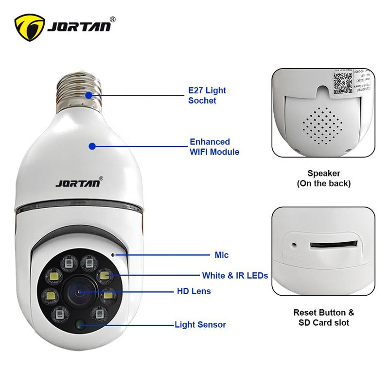 Jortan JT-8177 Smart Kültéri Biztonsági Kamera – 360° Pan-Tilt, Full HD, WiFi, Éjjellátás