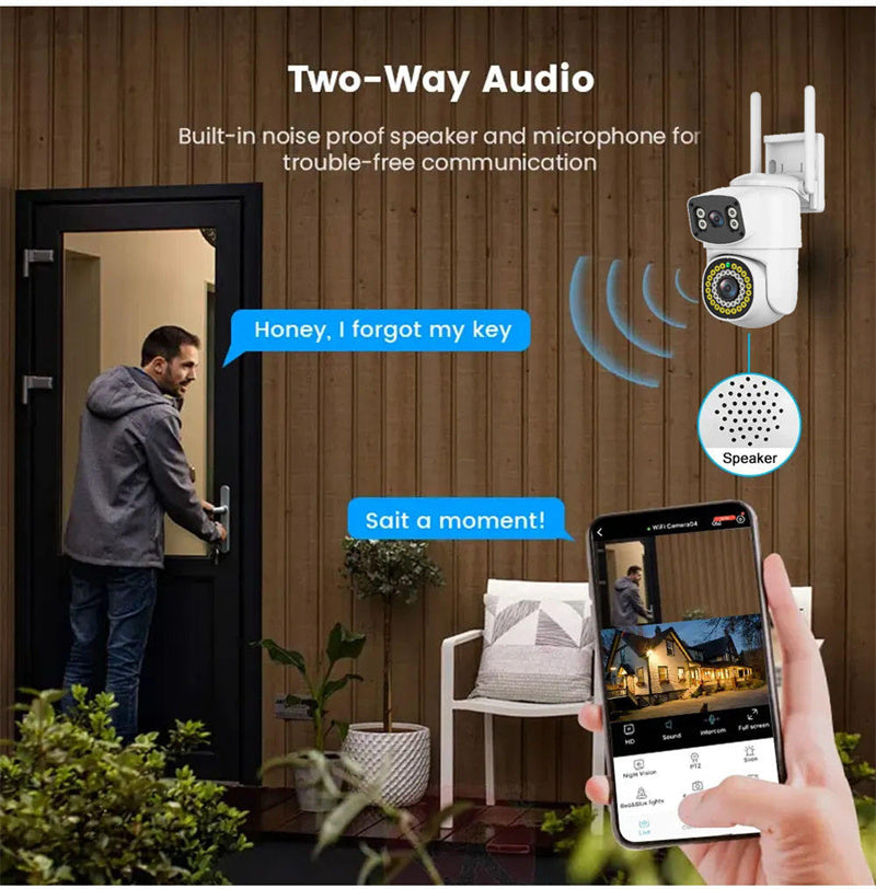AOVO 2K Dual-Lens WiFi PTZ kamera – 3.6+6 mm duál lencse, emberkövetés, IP66