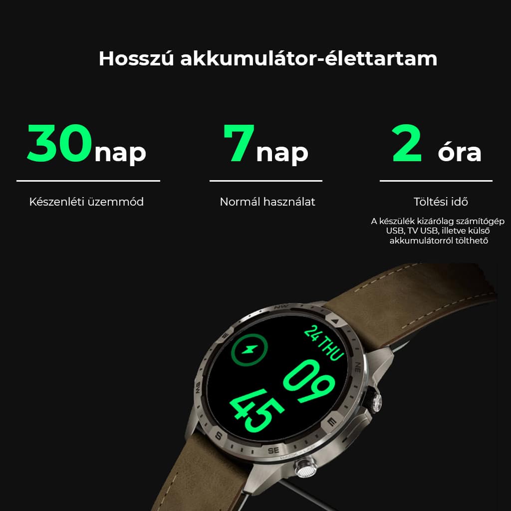 AOVO GT45 Magyar Nyelvű Okosóra – Pulzus-, Vérnyomás-, Véroxigénszint-, Vércukorszint- és EKG-mérés, Bluetooth Hívás, AMOLED Kijelző, Fekete