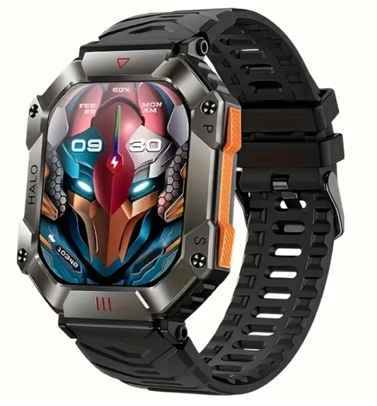 AOVO KR80 okosóra, 2 inch, 620 mAh, 2 óraszíj, hívás funkció, hangasszisztens, pulzusszám, vérnyomás,IP67, időjárás, Fekete