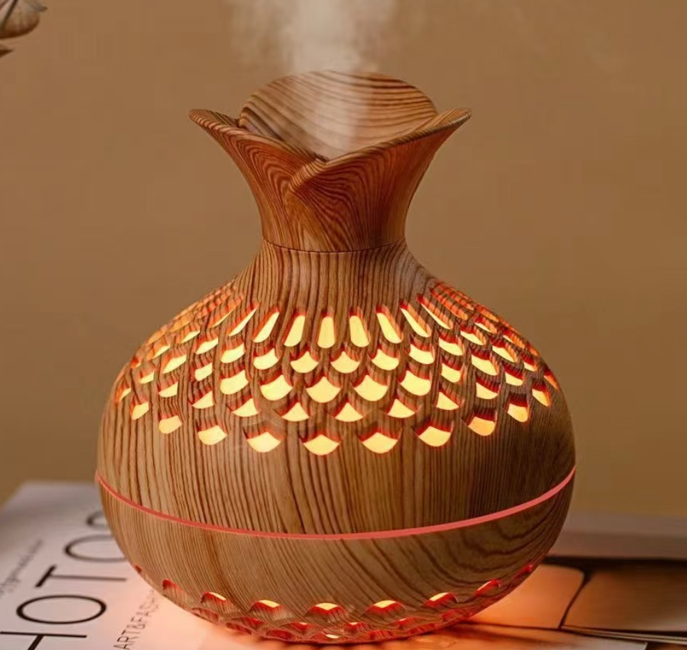 Aroma diffúzor Halk Működésű Illóolaj Párologtató, Virágváza Formájú, világos barna