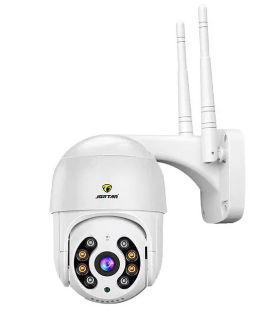 Jortan térfigyelő kamera WiFi JT8163 4MP felbontású kültéri vagy beltéri kamerája, riasztás, mozgásérzékelő, éjszakai látás, push üzenetek, mikrofon, hangszóró, fehér