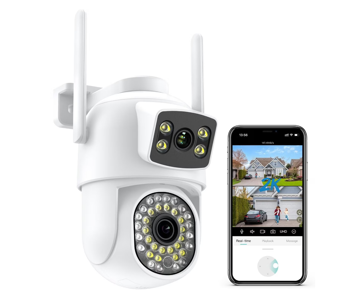 AOVO 2K Dual-Lens WiFi PTZ kamera – 3.6+6 mm duál lencse, emberkövetés, IP66