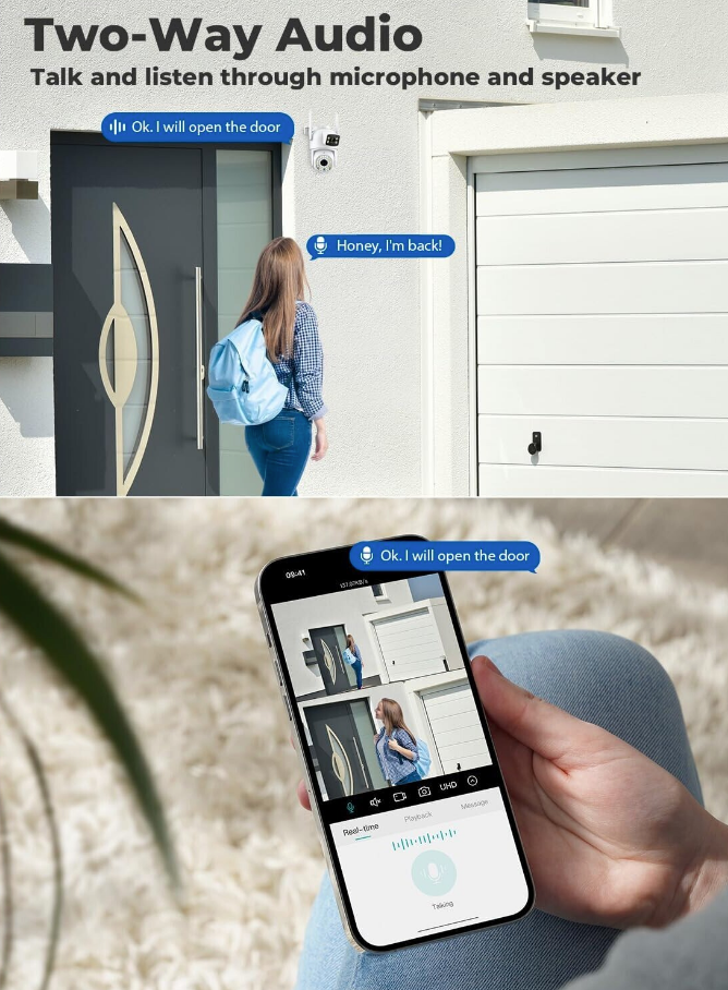 AOVO 2K Dual-Lens WiFi PTZ kamera – 3.6+6 mm duál lencse, emberkövetés, IP66