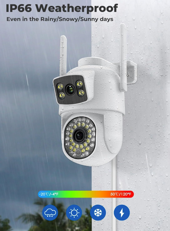 AOVO 2K Dual-Lens WiFi PTZ kamera – 3.6+6 mm duál lencse, emberkövetés, IP66