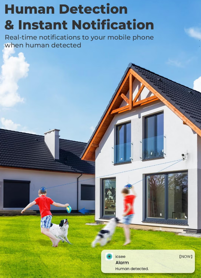AOVO 2K Dual-Lens WiFi PTZ kamera – 3.6+6 mm duál lencse, emberkövetés, IP66