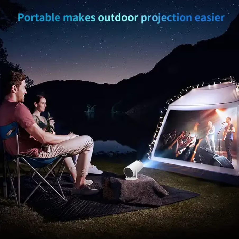 AOVO hordozható HD projektor, 200 ANSI, Bluetooth, Android TV, Fehér