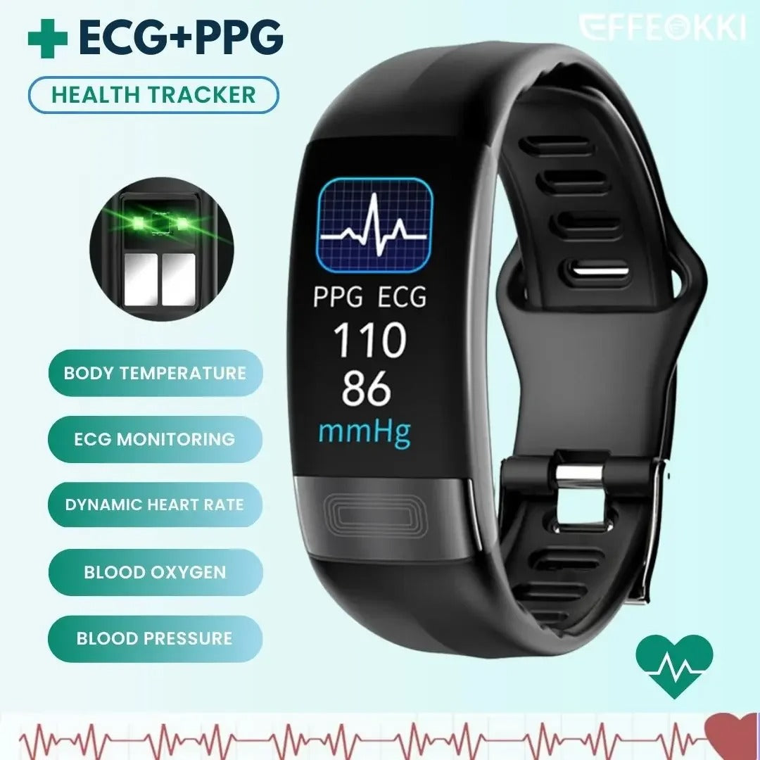 AOVO P11 Plus EKG Okoskarkötő Automata Vérnyomásmérő Pulzusmérő Véroxigén-mérő funkcióval