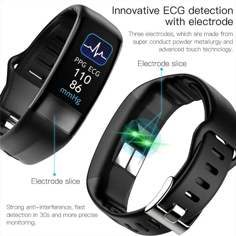 AOVO P11 Plus EKG Okoskarkötő Automata Vérnyomásmérő Pulzusmérő Véroxigén-mérő funkcióval