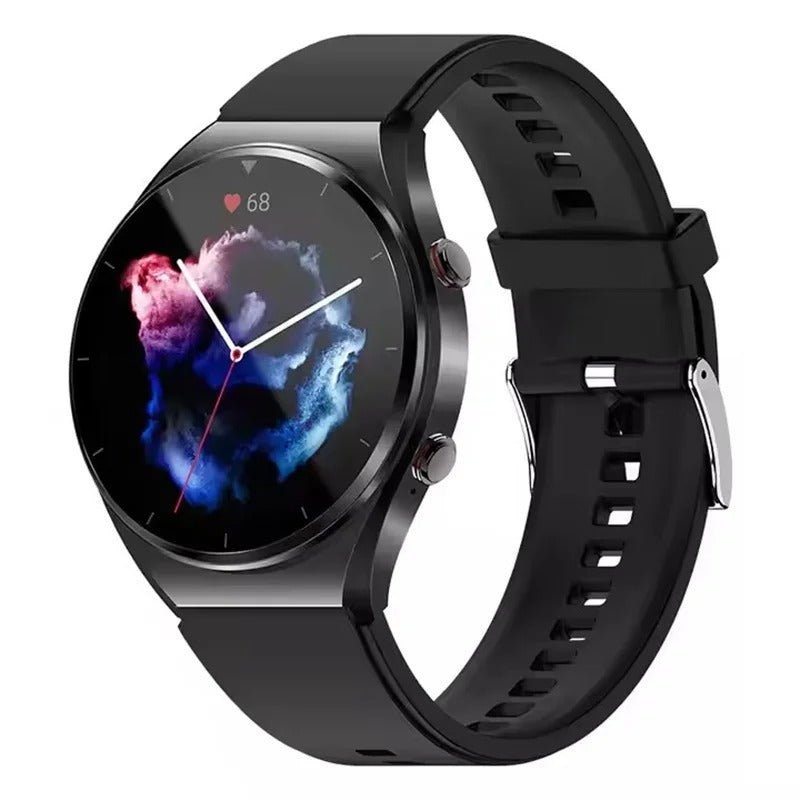 AOVO E09 Pro Okosóra EKG Automata Vérnyomásmérő Pulzusmérő IP67, BT, hívás, fekete