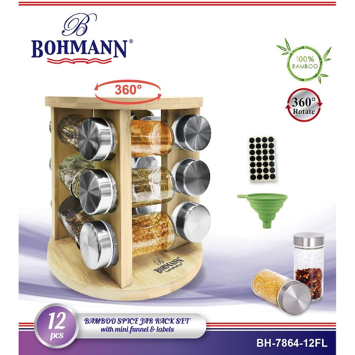 Bohmann 12 db-os fűszertartó állvány, Bambusz