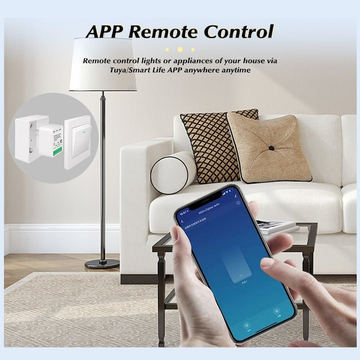 AOVO Smart Switch Wi-Fi, intelligens relé, eWelink, hangvezérlés és automatizálás Alexa, Google Home, 16A, 100-240V, 50-60 Hz