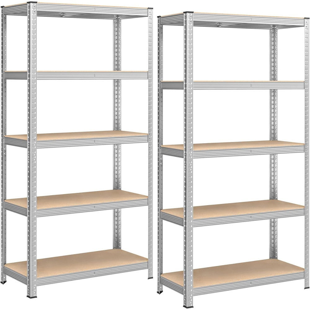 AVIMAX® Fém Polcrendszer 180×90×40 cm – 2 db csomag, 5 MDF polc, horganyzott acél váz, csavarmentes szerelés