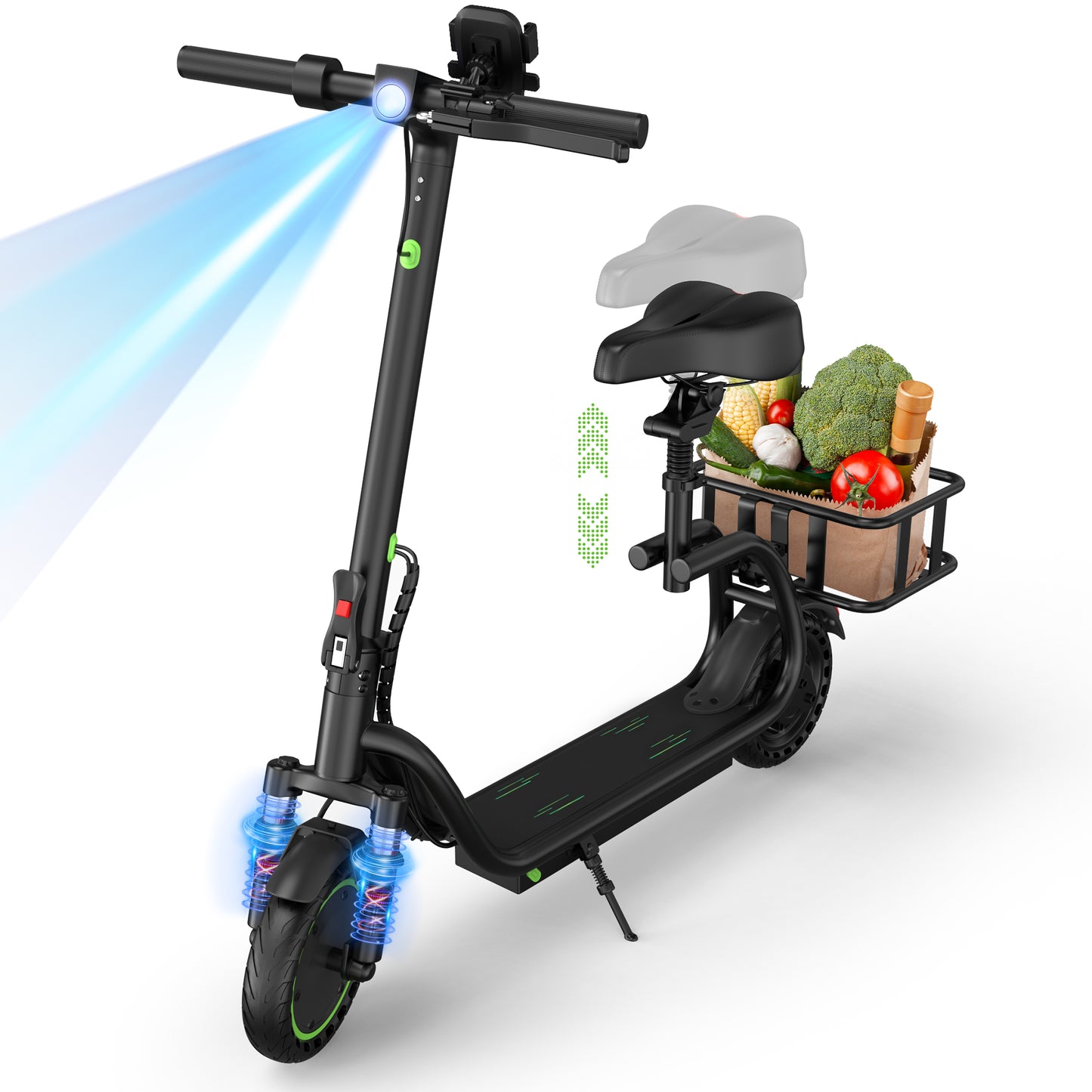 AOVO T2 Elektromos Roller Üléssel és Kosárral – 350W, 9Ah Nagy Hatótáv