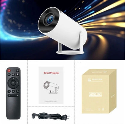 AOVO hordozható HD projektor, 200 ANSI, Bluetooth, Android TV, Fehér