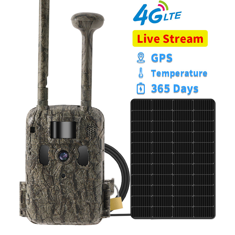 AOVO T6 Cameră Vânătoare Solară 4G LTE – 14MP, 2.7K, Baterie 24000mAh