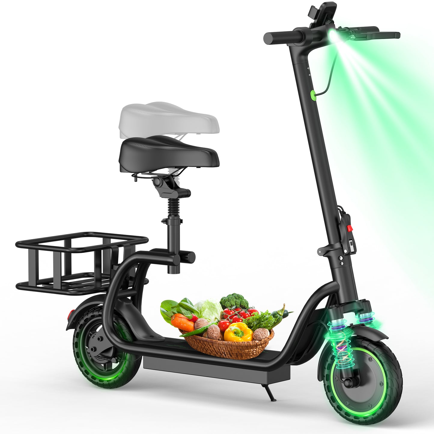 AOVO T2 Elektromos Roller Üléssel és Kosárral – 350W, 5,2Ah