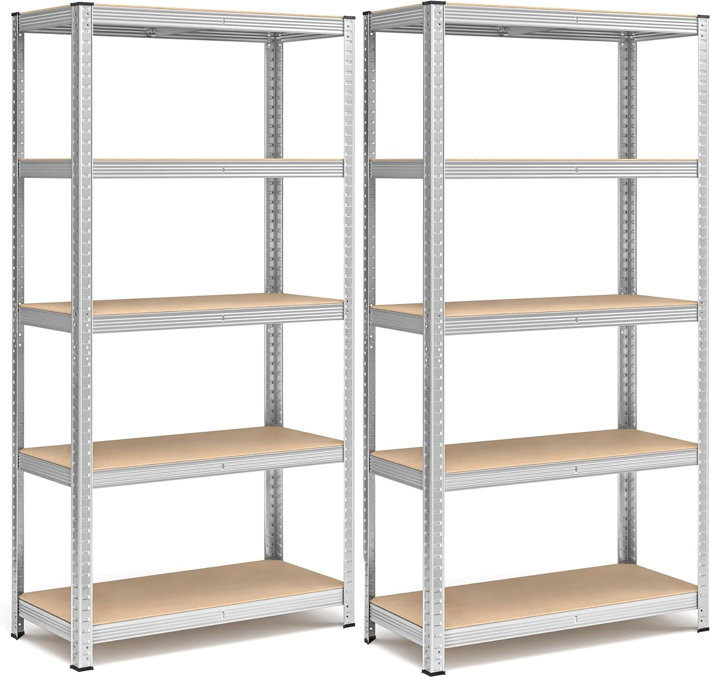 AVIMAX® Fém Polcrendszer 180×90×40 cm – 2 db csomag, 5 MDF polc, horganyzott acél váz, csavarmentes szerelés