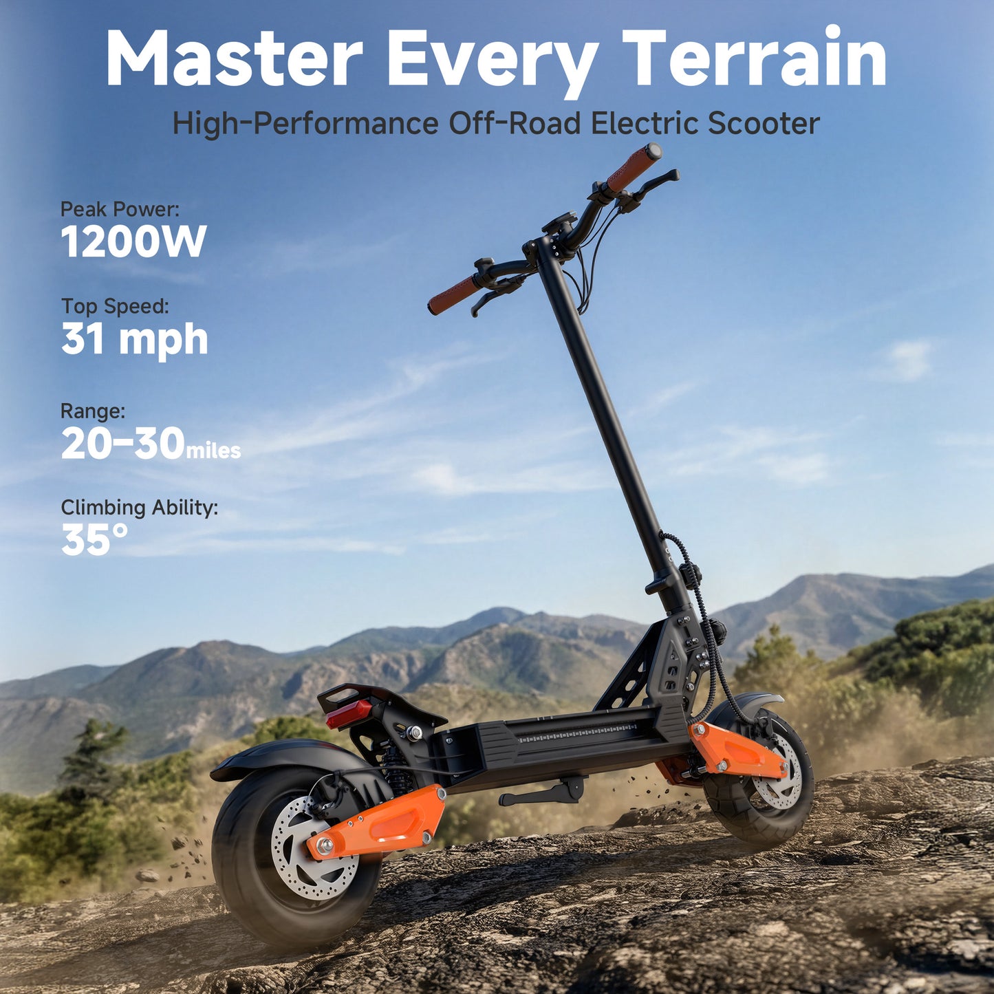 AOVOPRO G67 Off-Road Elektromos Roller — 800W Motor, Dupla Felfüggesztés, 48 km Hatótáv, 10 colos Terepgumi