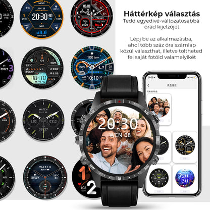 AOVO GT45 Magyar Nyelvű Okosóra – Pulzus-, Vérnyomás-, Véroxigénszint-, Vércukorszint- és EKG-mérés, Bluetooth Hívás, AMOLED Kijelző, Fekete