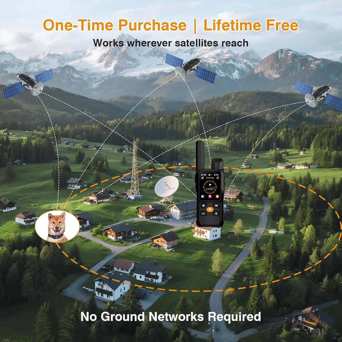 AOVO 4 az 1-ben GPS nyakörv – láthatatlan GPS kerítés app nélkül