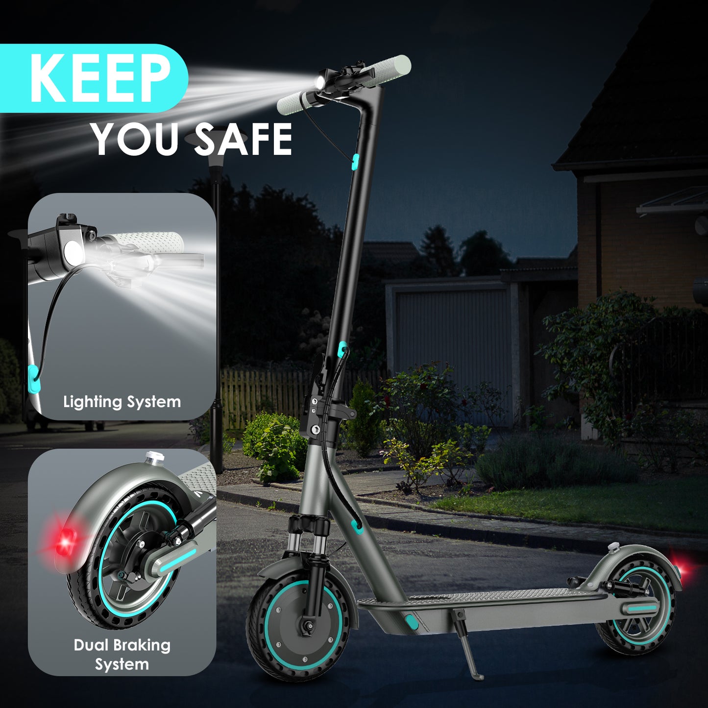 AOVO V8 MAX Elektromos Roller – Dupla felfüggesztés, 8.5" kerék, 30 km hatótáv, 25 km/h végsebesség