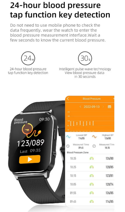 AOVO EP03 Monitor automat de tensiune arterială ECG de 24 de ore Smartwatch cu monitor de ritm cardiac + senzor ECG