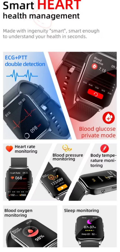 AOVO EP03 Monitor automat de tensiune arterială ECG de 24 de ore Smartwatch cu monitor de ritm cardiac + senzor ECG