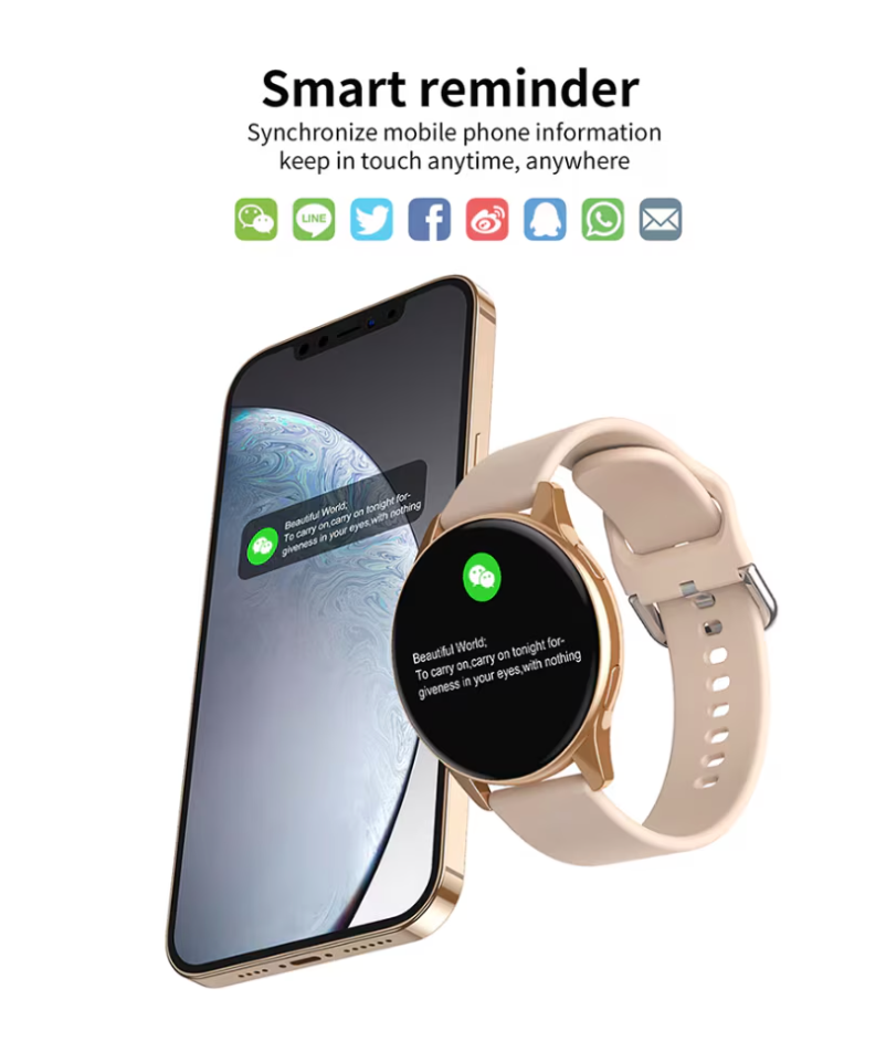 Ceas inteligent AOVO T2 MAX, notificări pentru apeluri/SMS/rețele sociale, fitness, sport, rezistent la apă, negru
