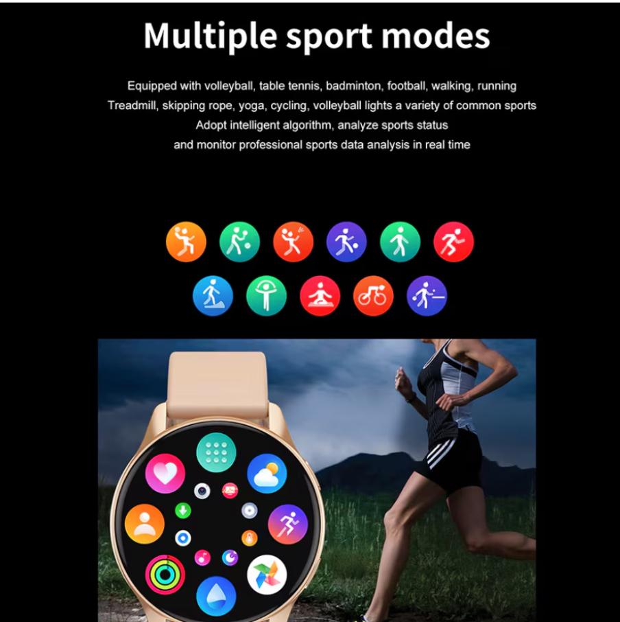 Ceas inteligent AOVO T2 MAX, notificări pentru apeluri/SMS/rețele sociale, fitness, sport, rezistent la apă, argintiu