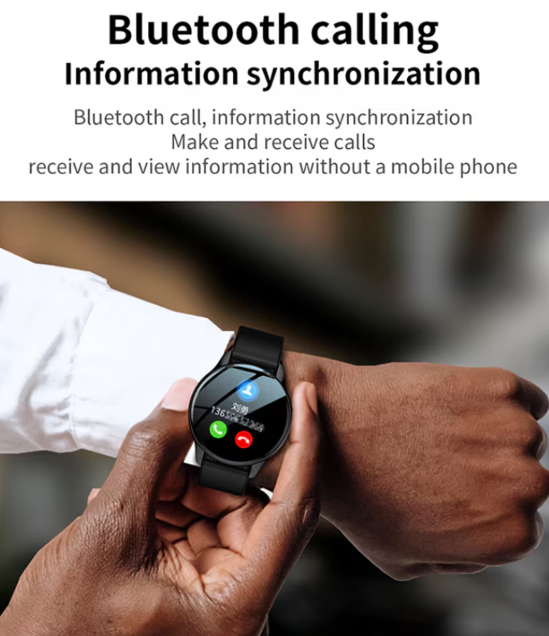 Ceas inteligent AOVO T2 MAX, notificări pentru apeluri/SMS/rețele sociale, fitness, sport, rezistent la apă, argintiu