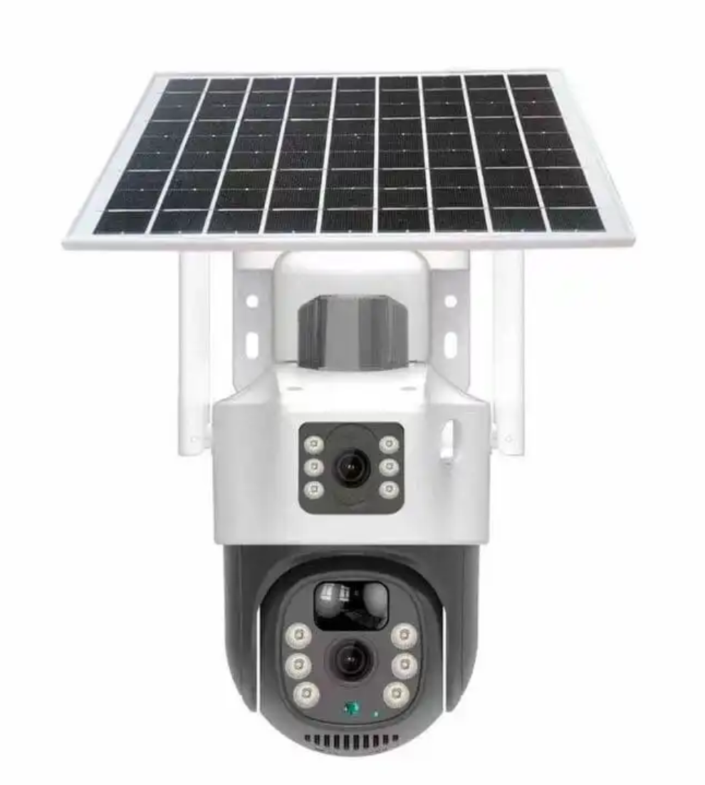 AOVO V380 napelemes térfigyelő biztonsági duál kamera, 4G, 5MP, IP66, 360 fokos, éjjellátó funkció, mozgásérzékelés