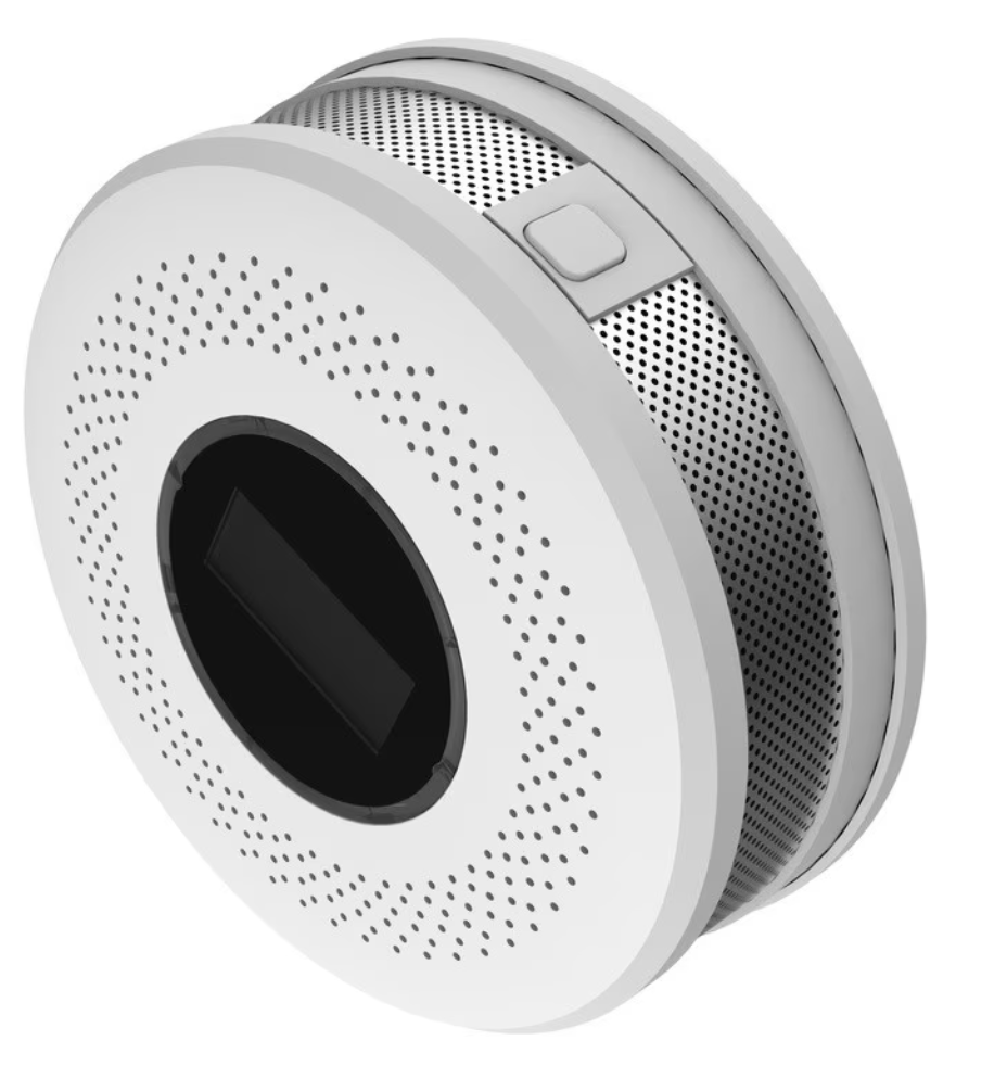 AOVO Szén-monoxid és füstérzékelő, LCD kijelző, elemes, 105 x 35 mm, fehér, fekete, ezüst