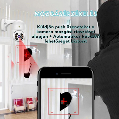 AOVO térfigyelő kamera WiFi JT 4MP felbontású kültéri vagy beltéri kamerája, riasztás, mozgásérzékelő, éjszakai látás, push üzenetek, mikrofon, hangszóró, fehér