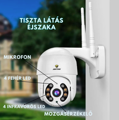 AOVO térfigyelő kamera WiFi JT 4MP felbontású kültéri vagy beltéri kamerája, riasztás, mozgásérzékelő, éjszakai látás, push üzenetek, mikrofon, hangszóró, fehér