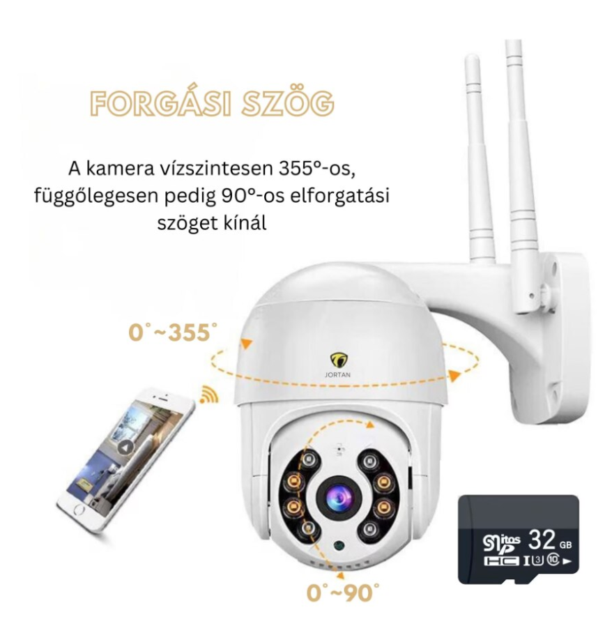 AOVO térfigyelő kamera WiFi JT 4MP felbontású kültéri vagy beltéri kamerája, riasztás, mozgásérzékelő, éjszakai látás, push üzenetek, mikrofon, hangszóró, fehér