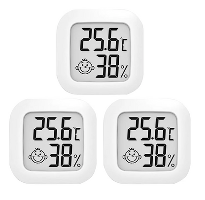 AOVO szobahőmérő és páratartalommérő készlet, 3 db-os, 10 mp-es leolvasás, otthonba, üvegházba, pincékbe, irodákba, fehér