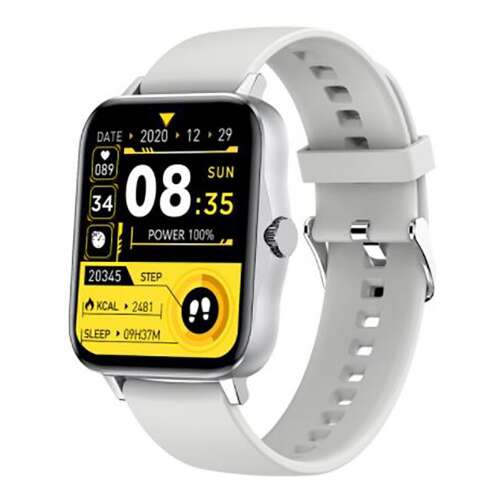 AOVO Y13 okosóra, Full Touch 1,7 hüvelykes TFT HD, SpO2 OXIMETER funkció, pulzusszám és vérnyomás monitorozás, hívás-/üzenetértesítések, zenelejátszó, SYNC, szilikon szíj, Ezüst