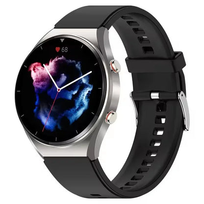 AOVO E09 Pro Okosóra EKG Automata Vérnyomásmérő Pulzusmérő IP67, BT, hívás, fekete