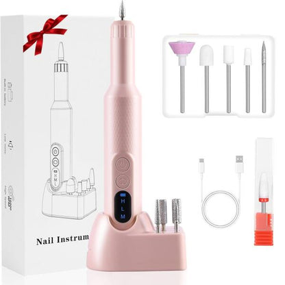 Aparat de tuns unghii electric AOVO, B8811, 18000rpm, cu burghiu ceramic, 12 burghie profesionale, directie F/R, display LED, roz 