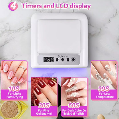 AOVO SUN H72 Professzionális 320W UV LED Körömlámpa – 72 LED, Összecsukható Design, 4 Időzítő (10s/30s/60s/99s), Mozgásérzékelő, Szalon és Otthoni Használatra, Fehér