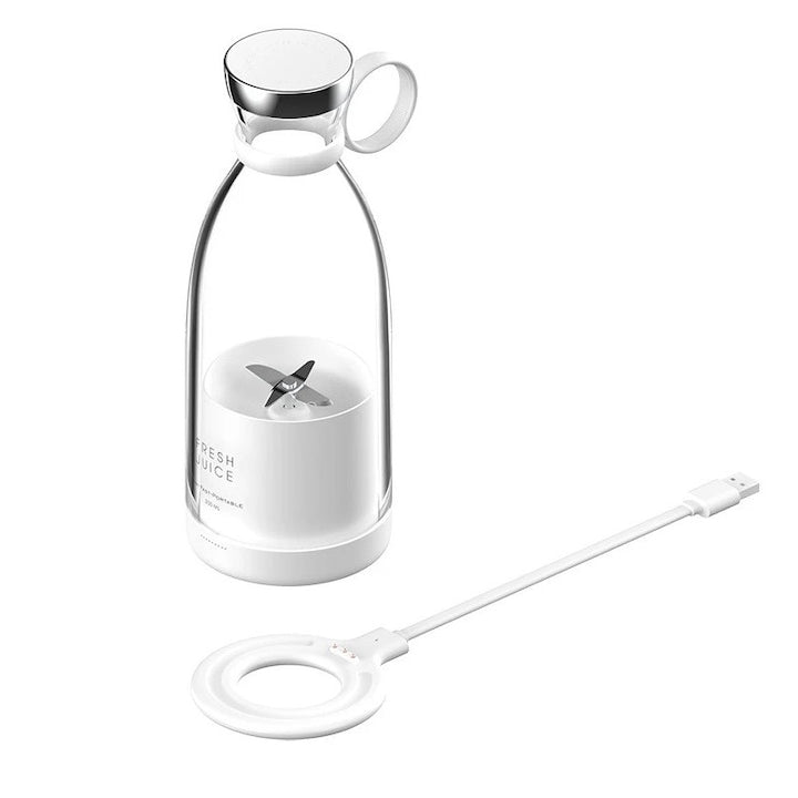 AOVO Fresh Juice hordozható turmixgép 350 ml, hordozható, akkumulátor, vezeték nélküli töltés, öntisztító, 50 W teljesítmény, fehér