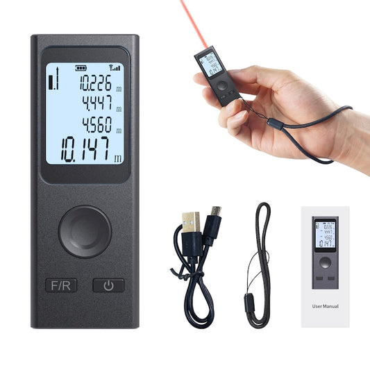 AOVO lézeres távolságmérő, 30 m-es, USB töltés, szürke