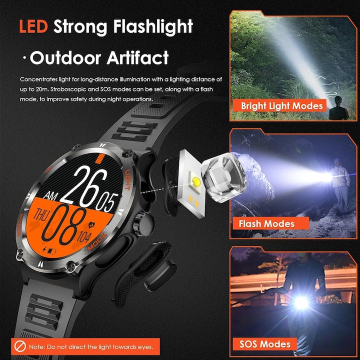 AOVO KT76 Sport Smartwatch – Lumină LED, monitorizare ritm cardiac, rezistent la apă, peste 100 de moduri sportive