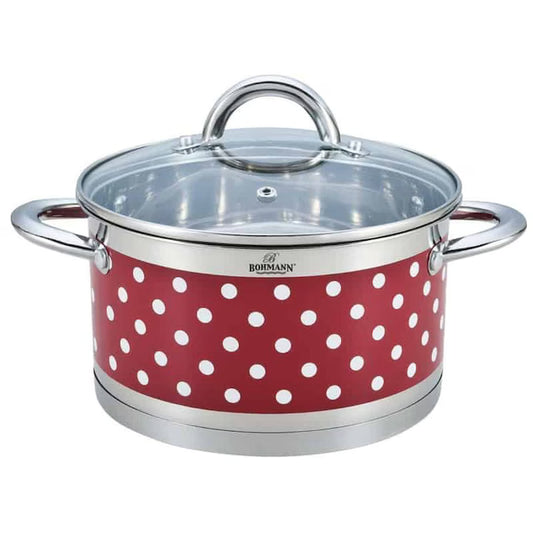 Bohmann BH 0127-22 Rozsdamentes acél serpenyő, pöttyökkel, 4.7 literes, 22CM